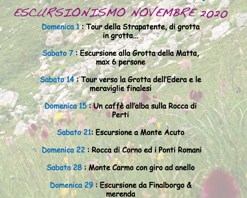 ESCURSIONI ACCOMPAGNATE NOVEMBRE 2020